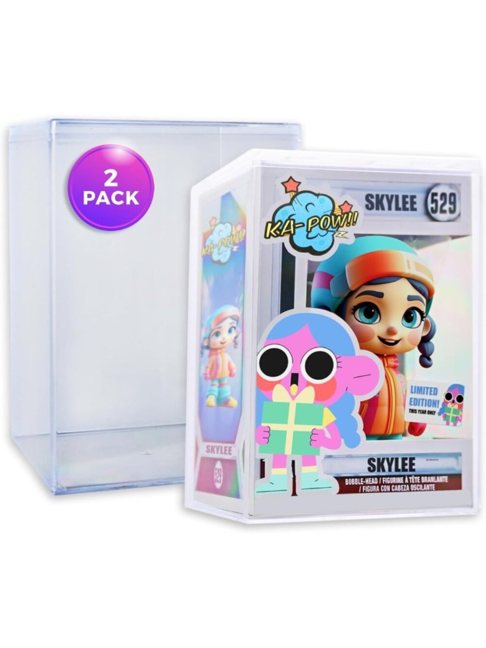 2-Pack Stackable Hard Acrylic Display Cases for 4” Funko Pops - Crystal Clear